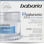 Babaria - Crema Facial Ácido Hialurónico con Acción Ultra Hidratante y Filtro Solar, Disminuye la Flacidez del Rostro, Apto para Todo Tipo de Pieles - 50 ml