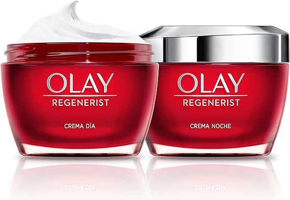 Olay Regenerist Crema Facial De Día y Noche, Pack x 2 Uds, Fórmula Con Ácido Hialurónico Vitamina B3 Y Niacinamida, 24H De Hidratación, 100 ml ( 2x 50 ml)