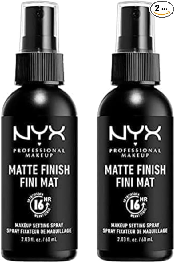 NYX Professional Makeup Spray fijador Makeup Setting Spray, Larga duración, Ligero, Fórmula vegana, Acabado Matte, Pack doble, 60 ml