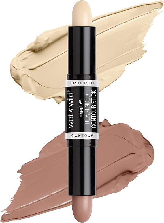 Wet n Wild - MegaGlo Dual-Ended Contour Stick - Iluminador y Contouring, Barra con Dos Extremos - Textura Fundente, Para Definir, Esculpir y Destacar lo Mejor de Ti - Light/Medium - 1 Unidad