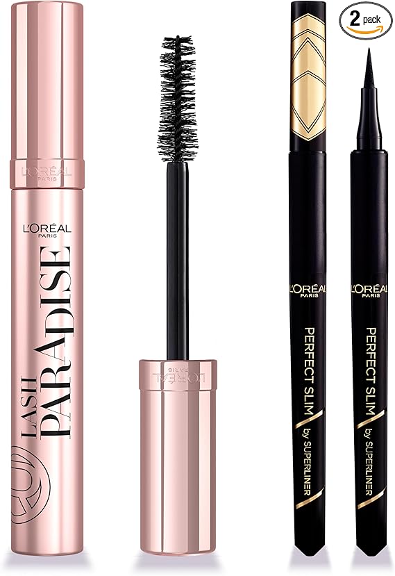 L'Oreal Paris Make-up Designer Cofre Ojos Máscara de Pestañas Lash Paradise y Eyeliner Perfect Slim