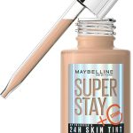 Maybelline New York,Base de maquillaje enriquecida con Vitamina C, Hasta 24H, Acabado luminoso, Superstay Skin Tint, Tono 34