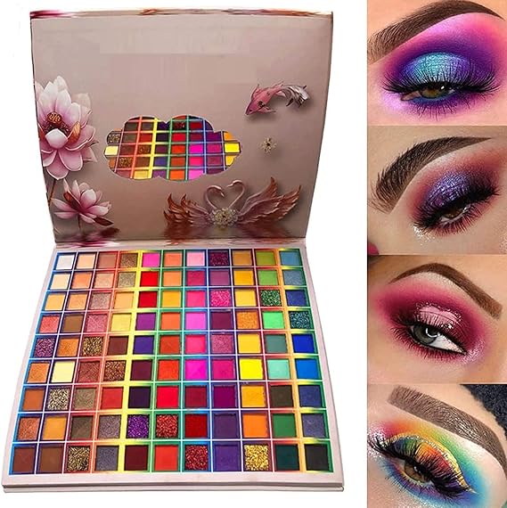 Paleta de sombras de ojos de 99 colores, con brillo mate, resistente al agua, de larga duración, en polvo