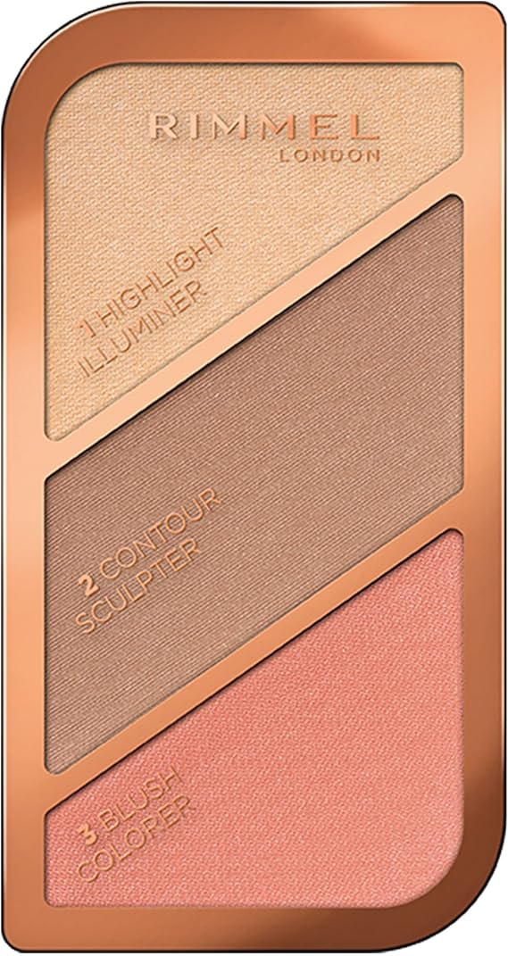 Rimmel London Sculpting Palette, Polvos de maquillaje - Tono Coral Glow, 18.5 g