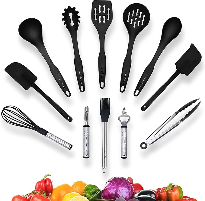 KRONENKRAFT - Juego de 12 utensilios de cocina, accesorios de cocina para empezar a cocinar