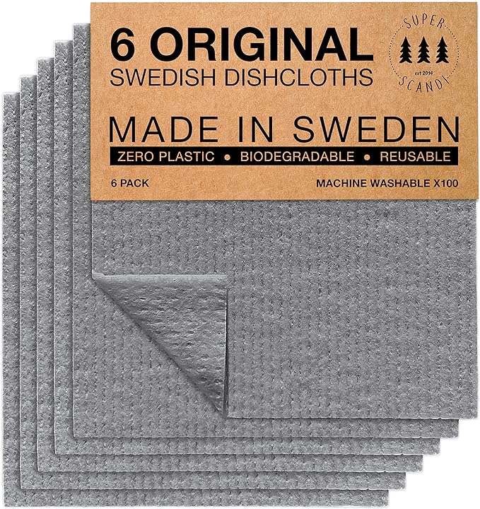 SUPERSCANDI - Paños Reutilizables para vajillas, de Esponja de celulosa, biodegradables, para Cocina, reemplaza el Papel de Cocina