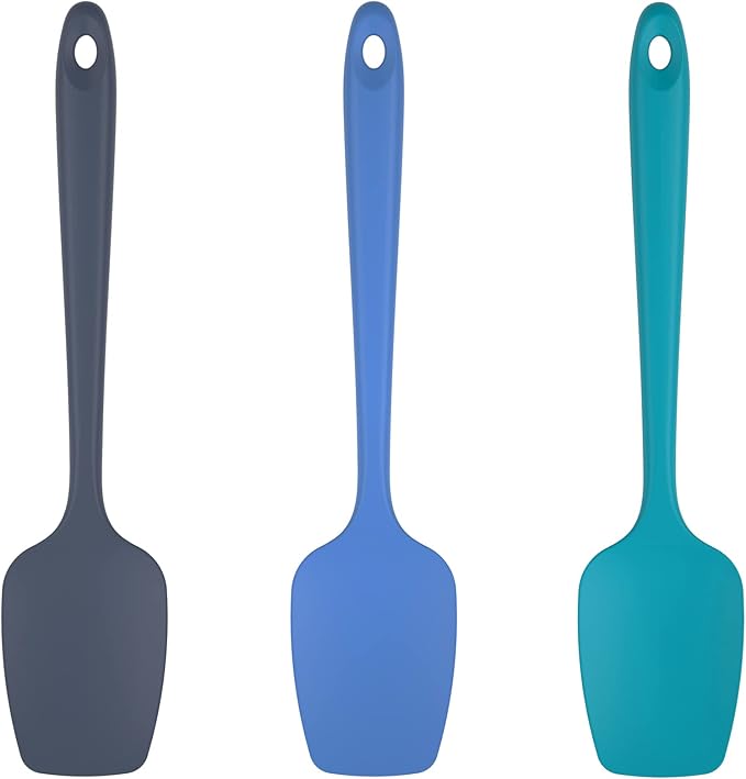 Espátulas de Cuchara de Silicona: U-Taste 315℃ Resistente al Calor Lengua Raspador de Goma Flexible y Libre de BPA, Juego de 3 Utensilios de Cocina para Hornear y Mezclar, Multicolor