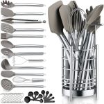 Berglander Juego de utensilios de cocina 38 piezas de silicona antiadherente, Juego de cuchara espátula con resistente soporte para utensilios de acero inoxidable