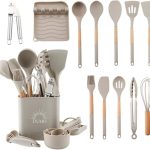 Juego de Utensilios de Cocina de Silicona - IXA10-26 Accesorios Set de Cocina para Hogar con Bote para Utensilios de Cocina, Kit Cocina Perfecto para tus Preparaciones en Casa, Resistente al Calor.