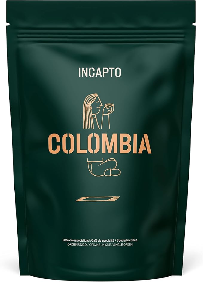 Incapto Café en Grano de Especialidad | Colombia | 100% Arábica | Specialty Coffee 84 puntos SCA | Tueste Natural y Artesanal | Finca Huila, Cadefihuila | Paquete 1kg