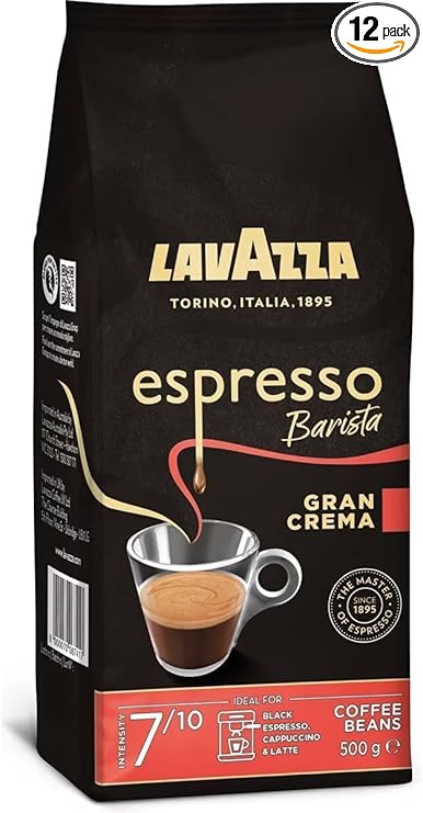 Lavazza, Espresso Barista Gran Crema,Café en Grano Natural, Ideal para Máquina de Café Espresso , con Notas Aromáticas de Frutos Secos y Flores,Arábica y Robusta, Intensidad 7/10,Tueste Ligero, 500 g