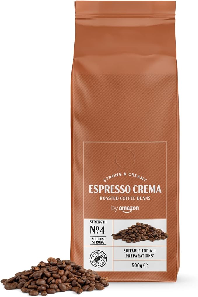 by Amazon - Café en grano Natural Espresso crema, tueste claro - Certificado Rainforest Alliance, 500g