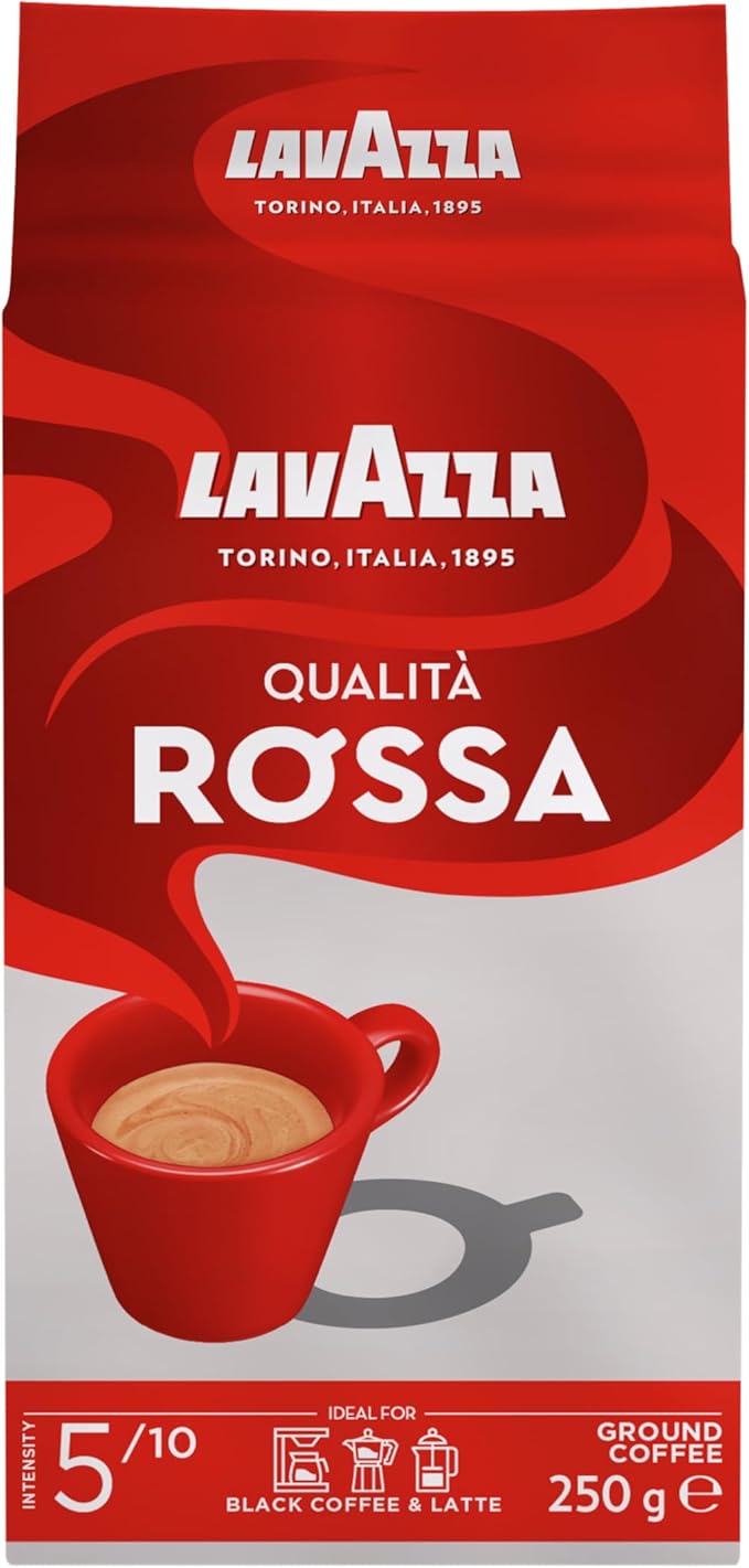 Lavazza Qualità Rossa, Café Molido, 250g, también para Cafeteras Italianas o de Pistón