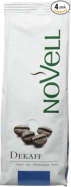 NOVELL - Café en Grano Natural 100% Arábico 1kg | Café Descafeinado en Grano para Experiencia Gourmet Premium | 4 Bolsas de 250 g | Fácil Uso con Válvula Unidireccional | Café Arábica Sostenible