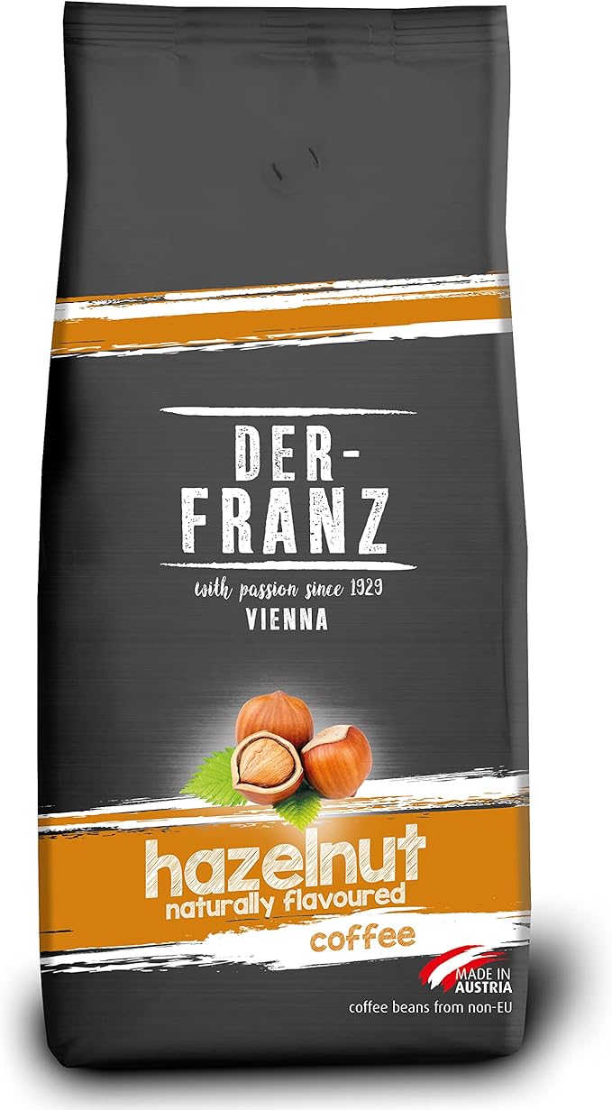 Der-Franz Café, Aromatizados con Avellana, Café mezcla de Arábica y Robusta granos enteros, 1000 g