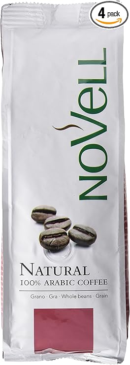 NOVELL - Café en Grano Natural 100% Arábico 1kg | Café Grano Natural para Experiencia Gourmet Premium | 4 Bolsas de 250 g | Fácil Uso con Válvula Unidireccional | Café Arábica Sostenible