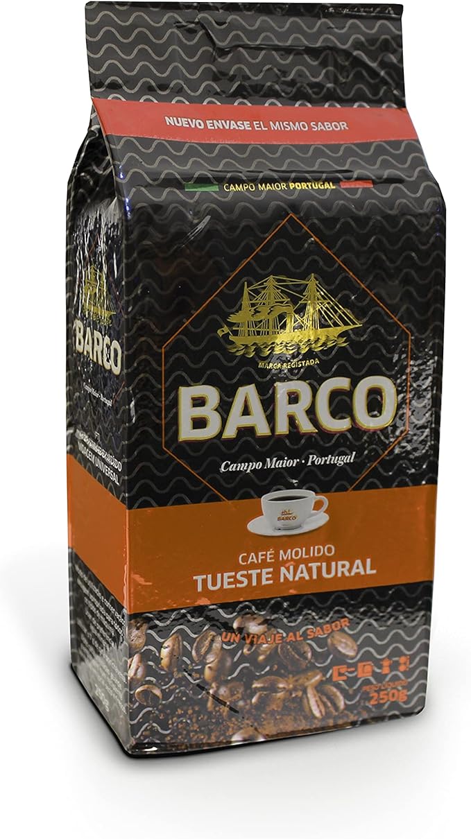 Barco Natural - Café Molido - Gran intensidad - Tueste Natural - Sabor Pronunciado y Aromático - 250 g