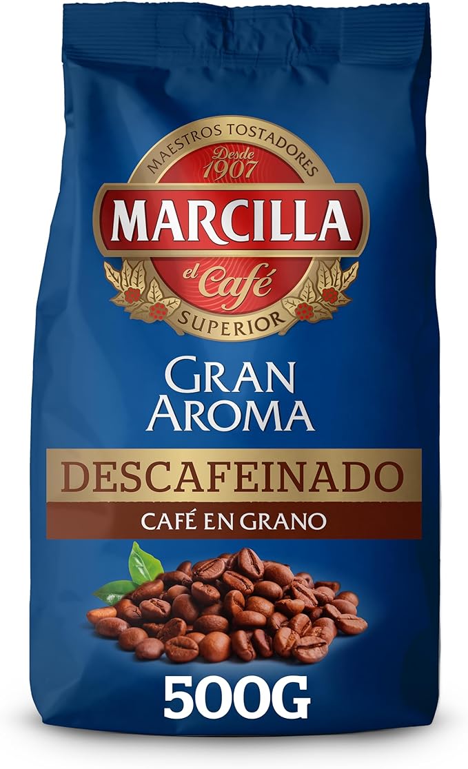 Marcilla Gran Aroma Descafeinado Mezcla de Café en Grano, 500 g