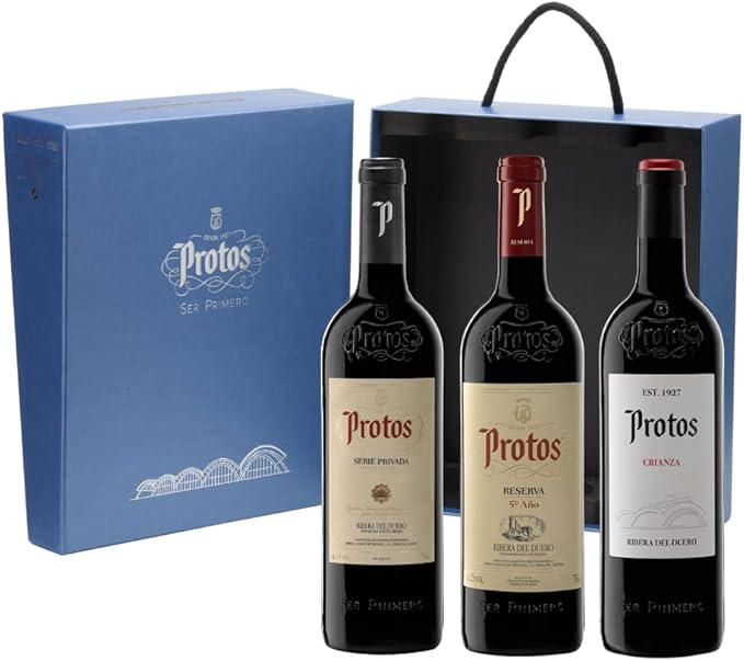 Bodegas Protos - Estuche Selección Ribera del Duero, Protos Serie Privada, Protos Reserva, Protos Crianza, DO Ribera del Duero - Pack 3 botellas 750ml