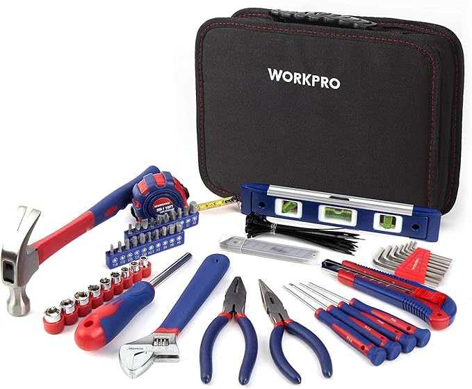 WORKPRO Juego de Herramientas Básicas 100-piezas, Herramientas manuales con Bolsa, Set de Herramientas Profesionales para Bricolaje y Arreglos Diarios