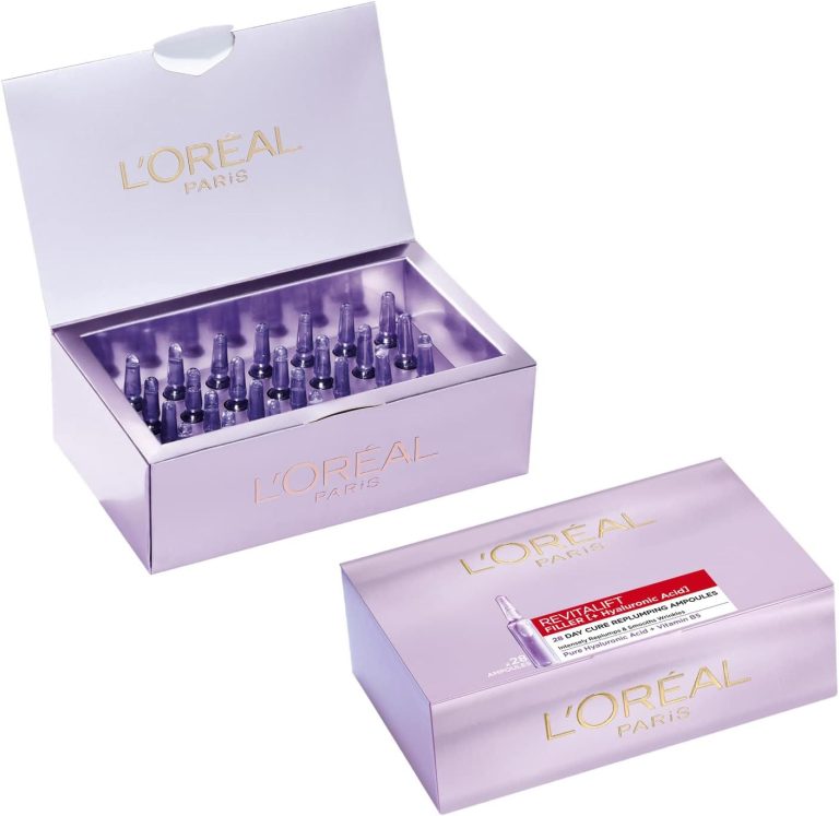 L'Oréal Paris Ampollas Rellenadoras Antiedad con Ácido Hialurónico Puro y Vitamina B5 Revitalift Filler. Hidratación intensa. Caja 28 unidades monodosis, 1.3ml