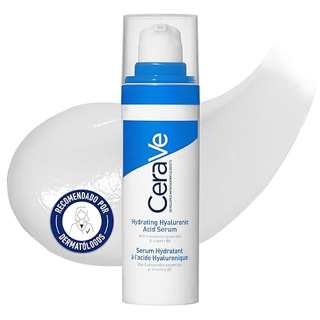 CeraVe Sérum Hidratante con Ácido Hialurónico, Para Todo Tipo de Piel, Cuidado Facial, Nutre, Hidrata y Calma, Restaura la Barrera Cutánea, Textura Ligera, Sin Fragancias ni Parabenos, 30ml