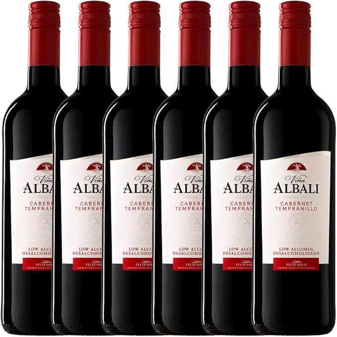 Viña Albali Tinto Cabernet Tempranillo Low Alcohol, Paquete de 6 x 750 ml - Total: 4500 ml