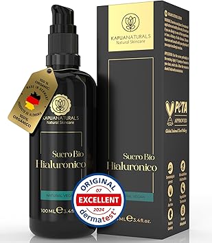 Sérum Ácido Hialurónico altamente dosificado • 100ml +Vit E & B5 • Sérum Facial 7 veces ✓ 100% Vegano y Bio ✓ Concentrado Anti-Envejecimiento ✓ Sérum Antiarrugas ✓ Made in Germany