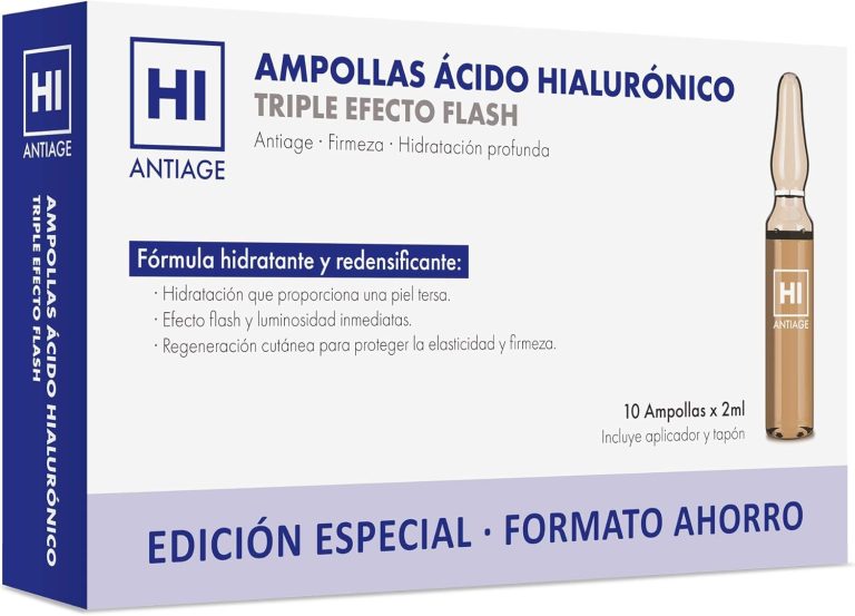 HI Antiage Ampollas Ácido Hialurónico Triple Efecto Flash - Edición Especial, Transparente, 10 Unidades x 2 Ml