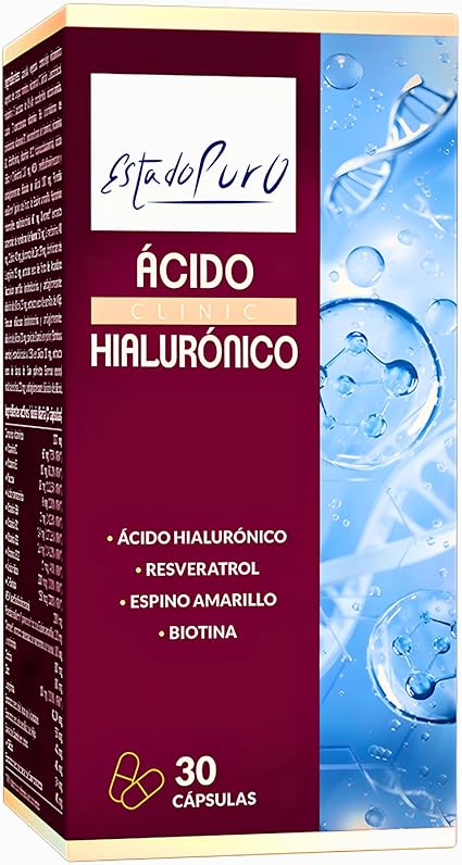 Ácido Hialurónico Estado Puro 200 mg | Espectro Completo de 5-3000 kDa | Enriquecido con Espino Amarillo, Resveratrol, Biotina | Rejuvenecimiento Integral de la Piel | 30 Cápsulas | TONGIL