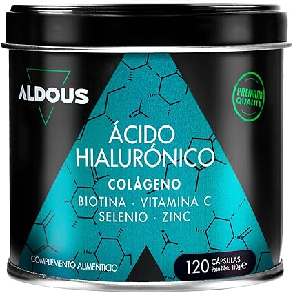 Colágeno + Ácido hialurónico 220 mg | 120 cápsulas | Con Vitamina C + Biotina + Zinc + Selenio | Vitaminas para cabello piel y uñas | 1000 mg de Colágeno para las Articulaciones, Músculos y Huesos