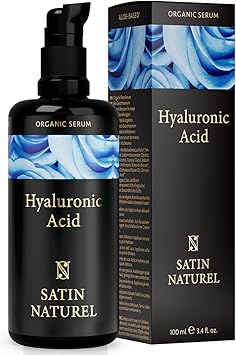 Serum Facial Acido Hialuronico Orgánico 100ml - Hidratante, Antiarrugas, Antimanchas Vegano - Piel, Cara y Contorno de Ojos - Crema Hidratante Facial Mujer - Serum Acido Hialuronico - Satin Naturel