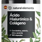 Colágeno + Ácido hialurónico – 180 cápsulas – enriquecido con biotina, selenio, zinc, vitamina C de acerola – dosis alta de 1000mg colageno