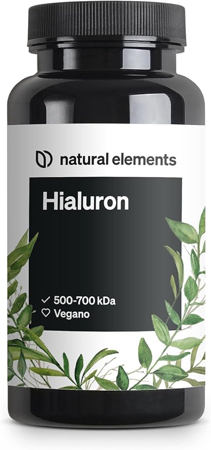 Cápsulas de ácido hialurónico – Alta dosificación con 500 mg de acido hialuronico puro – 500–700 kDa – 90 cápsulas – Probado en laboratorio y vegano