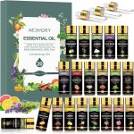 AESHORY Aceites Esenciales para Humidificador 20 x 5ML, 100% Natural Aromaterapia Aceite Aromático para Difusor, Masaje - Lavanda, Árbol de Té, Pachulí, Limón, Eucalipto, Sándalo, Incienso, Jazmín