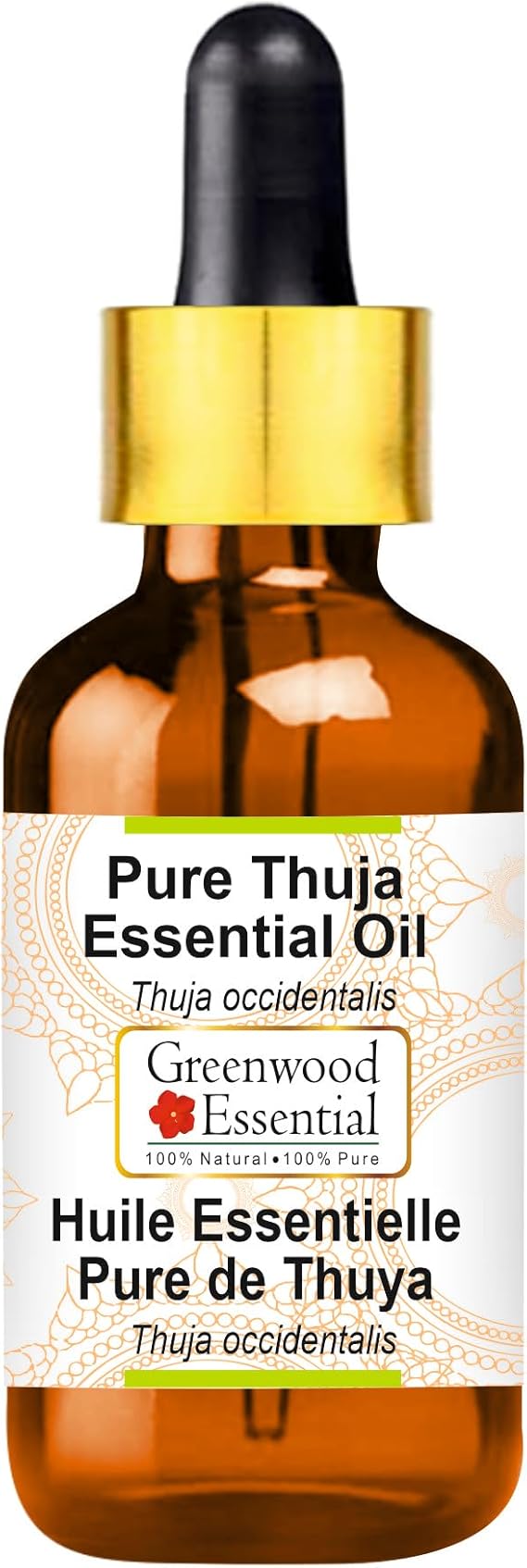 Greenwood Essential - Aceite esencial de tuya (Thuja occidentalis) 100% natural de grado terapéutico extraído mediante destilación por arrastre de vapor, frasco con cuentagotas de cristal, 10 ml