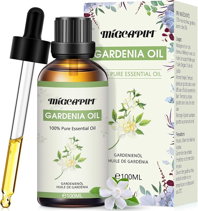 MIGCAPUT Aceite Esencial de Gardenia 100ML, 100% Puro Natural Aceites Esenciales de Aromaterapia para Humidificador Difusor, SPA, Masaje, Dormir, Jabón Artesanal