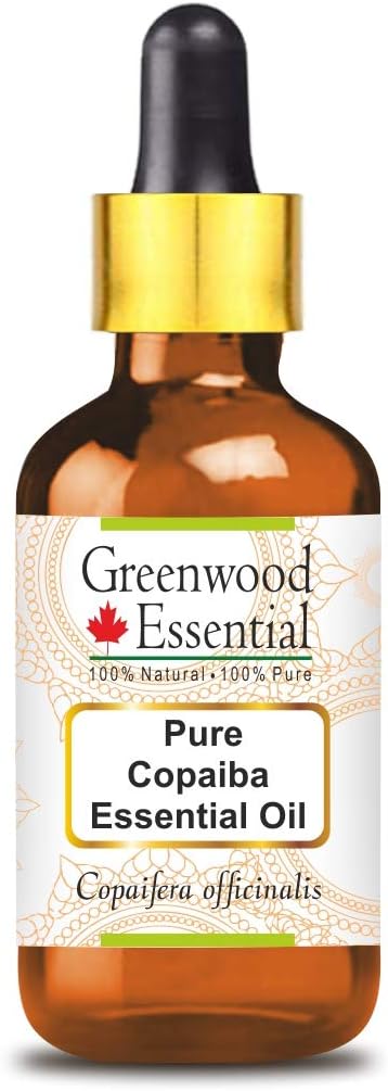 Greenwood Essential Puro Copaiba Aceite esencial (Copaifera officinalis) con gotero de vidrio Destilado al vapor de grado terapéutico 100% natural 15ml (0,50 oz)