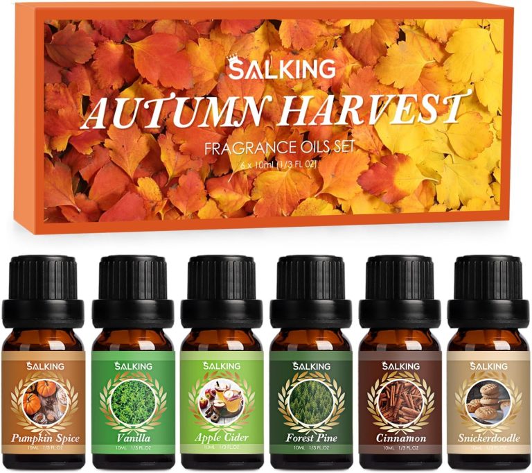 SALKING Otoño Aceites Esenciales para Humidificador Difusor, Aceites Aromáticos para Hacer Velas - Canela, Especia de Calabaza, Sidra de Manzana, Vainilla, Pino del Bosque, Snickerdoodle