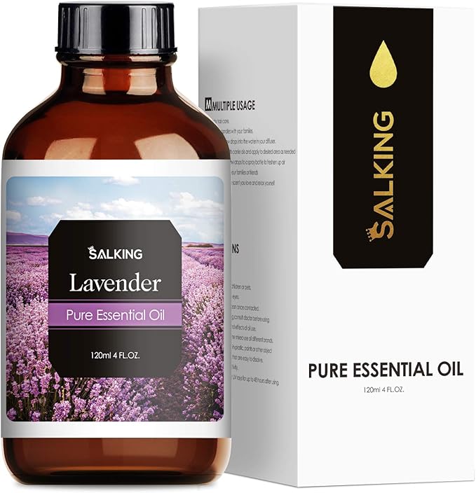 SALKING Aceite Esenciales de Lavanda 120ml, 100% Puro y Natural Aceites Esenciales para Humidificador, Natural Aceites Esenciales Aceite Perfumado de Lavanda, Ayudando a dormir