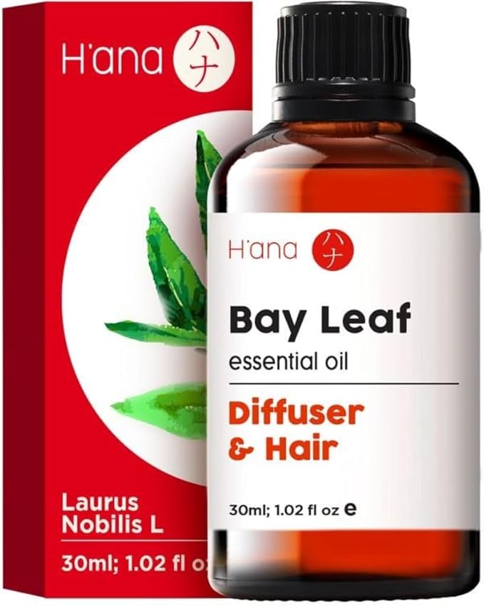 H’ana aceite esencial de hoja de laurel para difusor - Aceite de laurel para el cabello - Aceite esencial de laurel - Los aceites esenciales hoja laurel tienen un aroma herbáceo y especiado (30ml)