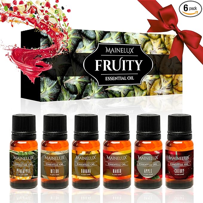 Set de Aceites Esenciales Mainelux para Difusor,100% Natural Puro Aromaterapia Aceite Aromático,6 x 10 ml Essential Oils Set para humidificadores, lámparas de fragancia, jabón,SPA,Masaje