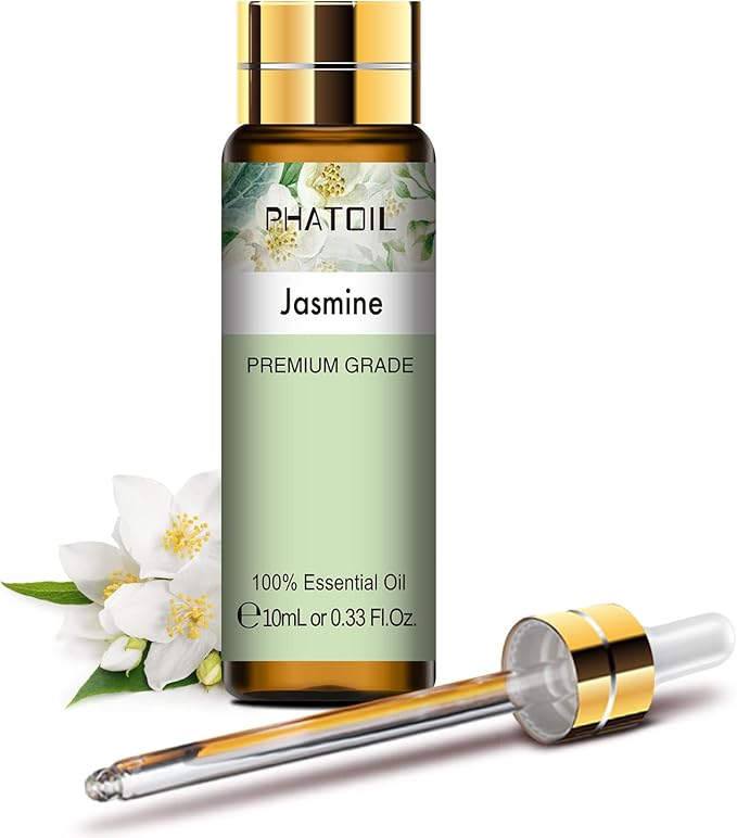 PHATOIL Aceite Esencial Jazmín 10ML, Aceites Esenciales para Humidificador, Aceites de Jazmín Puros Naturales para Difusor Aromaterapia Velas