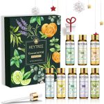 HEYTREE Aceites Esenciales Set 8 x 10ml, Aceites Puros de Aromaterapia Natural - Lavanda, Eucalipto, Árbol de Té, Vainilla, Menta, Hierba de Limón, Bergamota, Naranja