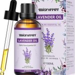 MIGCAPUT Aceite Esencial de Lavanda 100ML, 100% Puro Natural Aceites Esenciales de Aromaterapia de Grado Terapéutico para Cuidado de la Piel, Anti Acné, Dormir Mejor, Humidificador