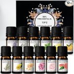 Aceites Esenciales Kit de Aceites Puros al 100% - Set de Regalo de 12 Aceites de Aromaterapia - 12 Paquetes, 10ML (Eucalipto, Lavanda, Hierba de Limón, Naranja, Menta, Árbol de Té)